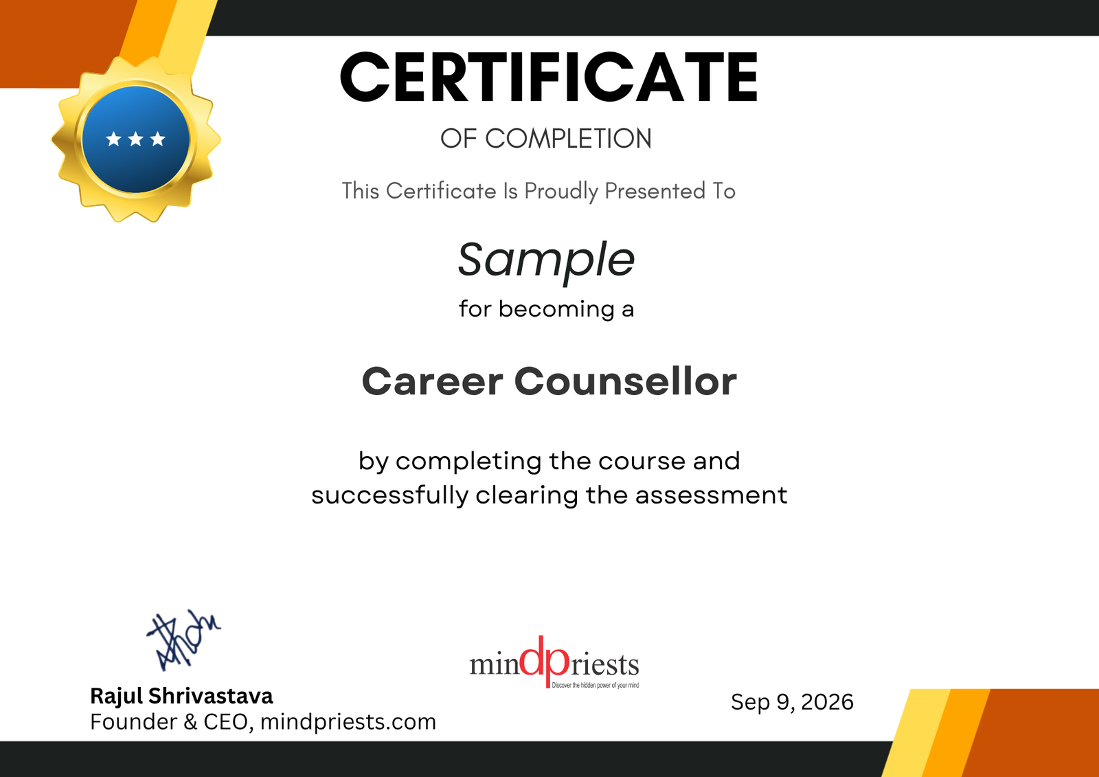 Mindpriests certification 1